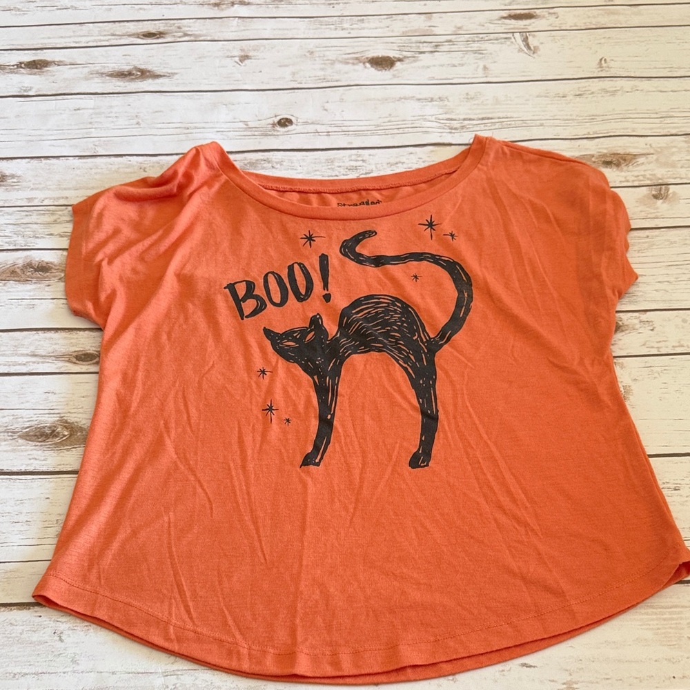 Orange Cat Print Juniors Shirt